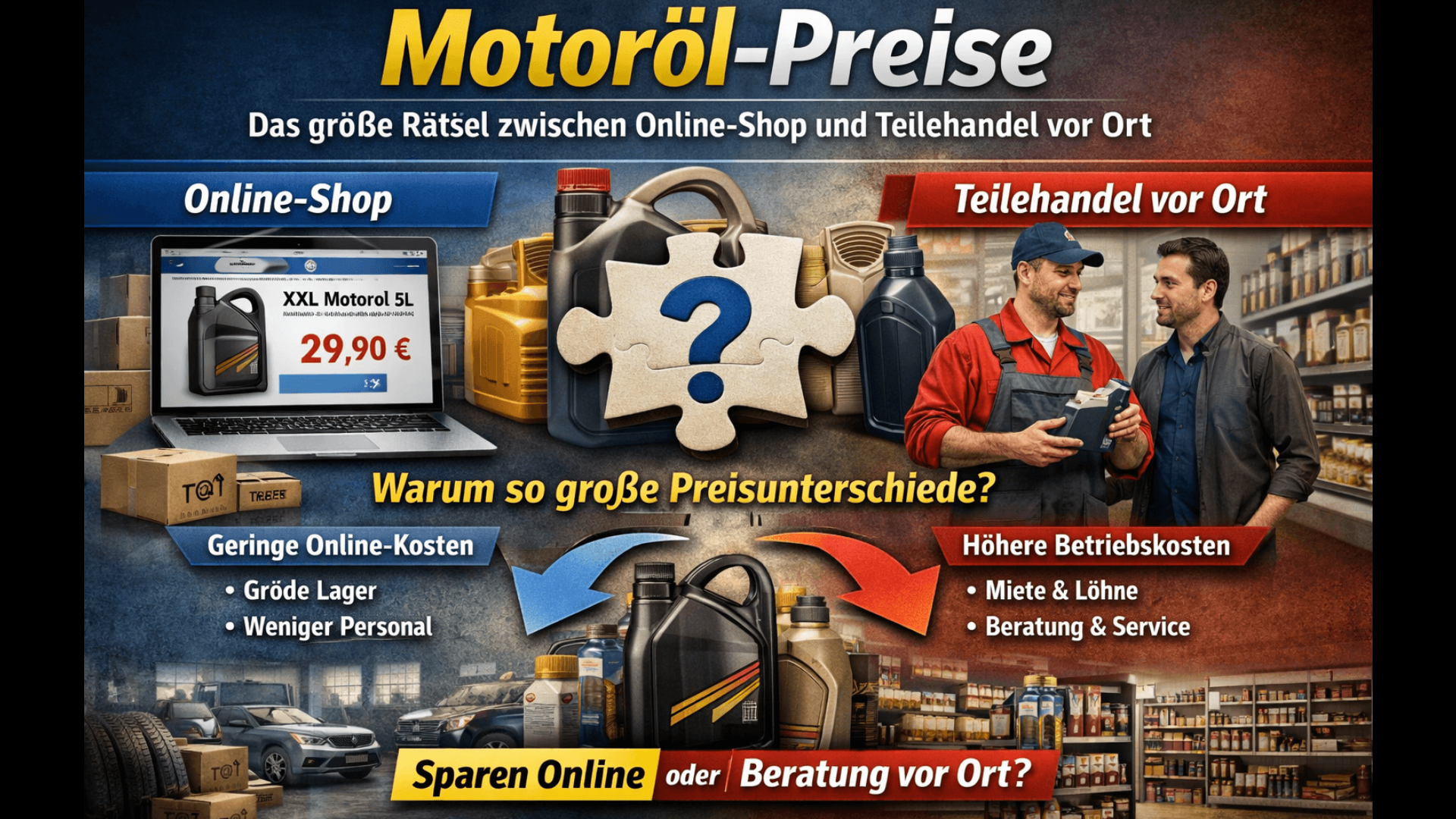Warum ist Motoröl im Internet so günstig und im Fachhandel vor Ort teuer? - Preisunterschiede verstehen